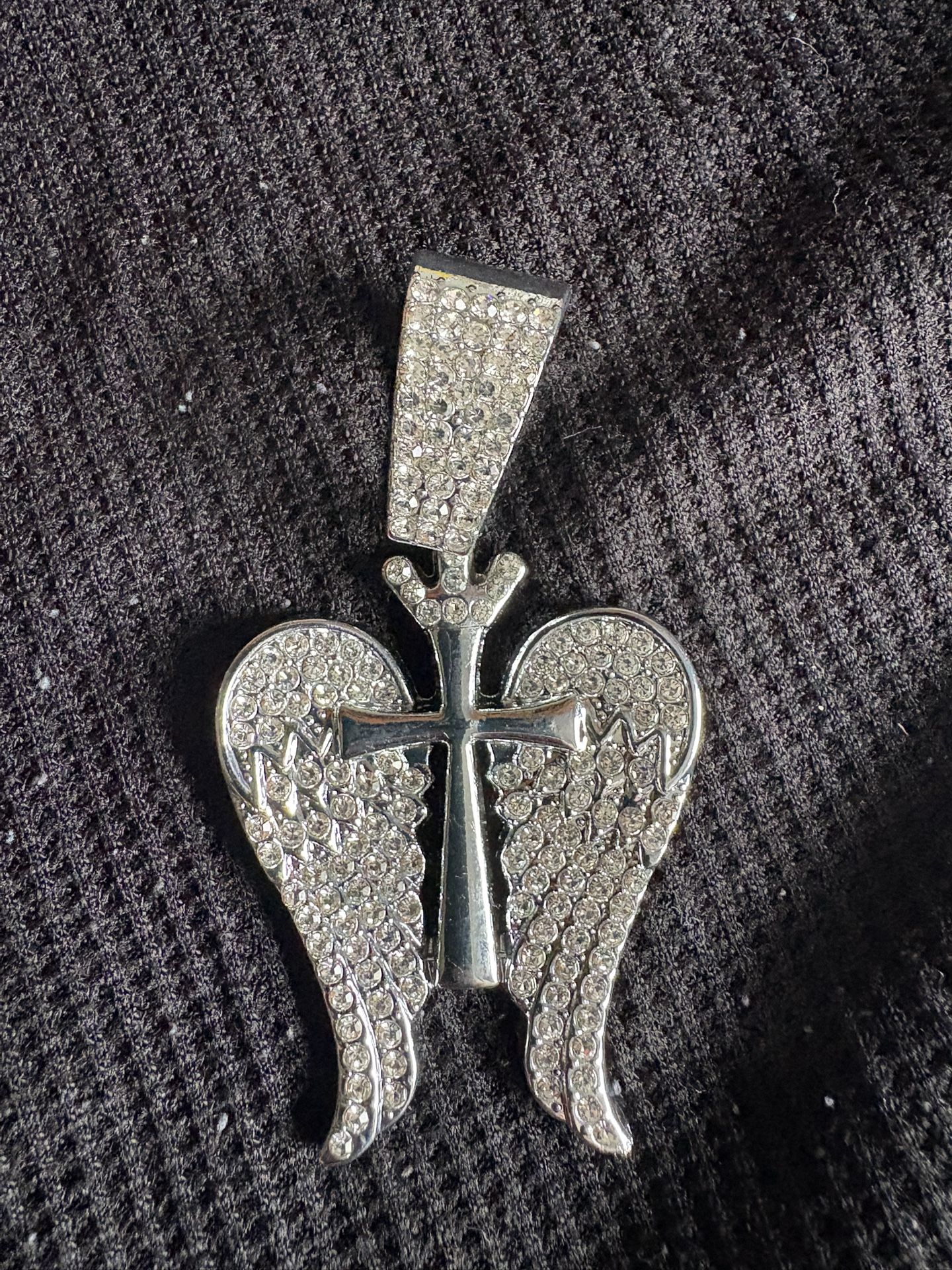 Iced Out Cross With Wings Pendant