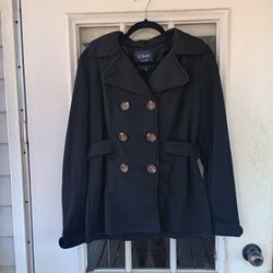 Ci Sono Black Double buttons PeaCoat Jacket Sz Medium