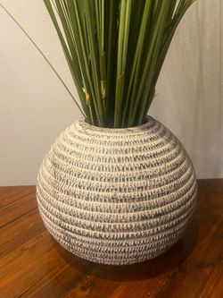 Artficial Plant In The Textured Ceramic Pot H28"