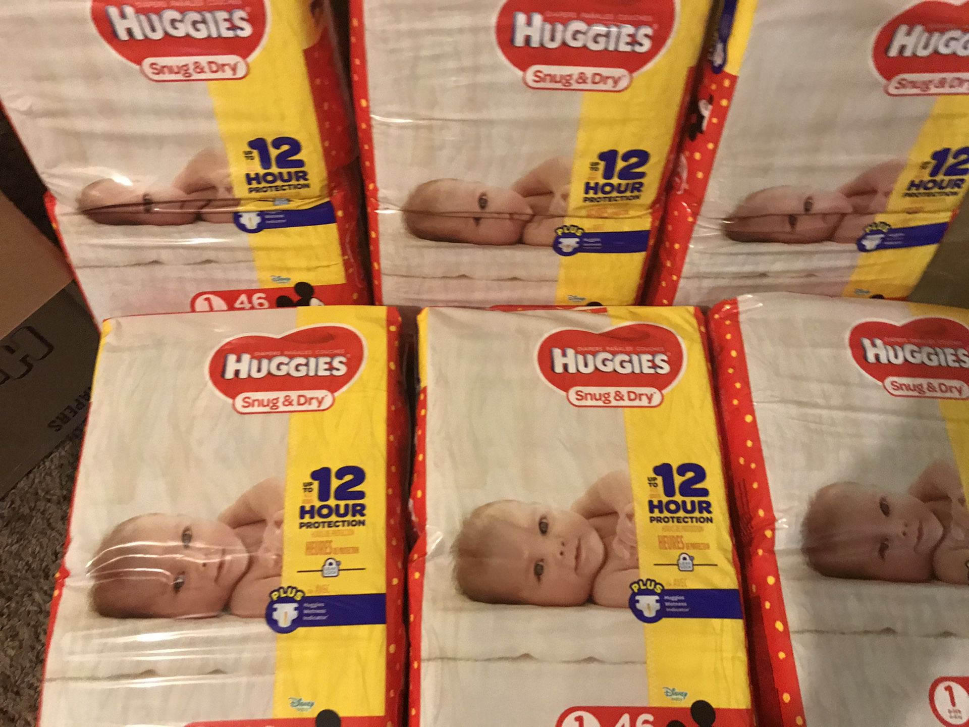Baby Size 1 Huggies Diaper New 6 bundle