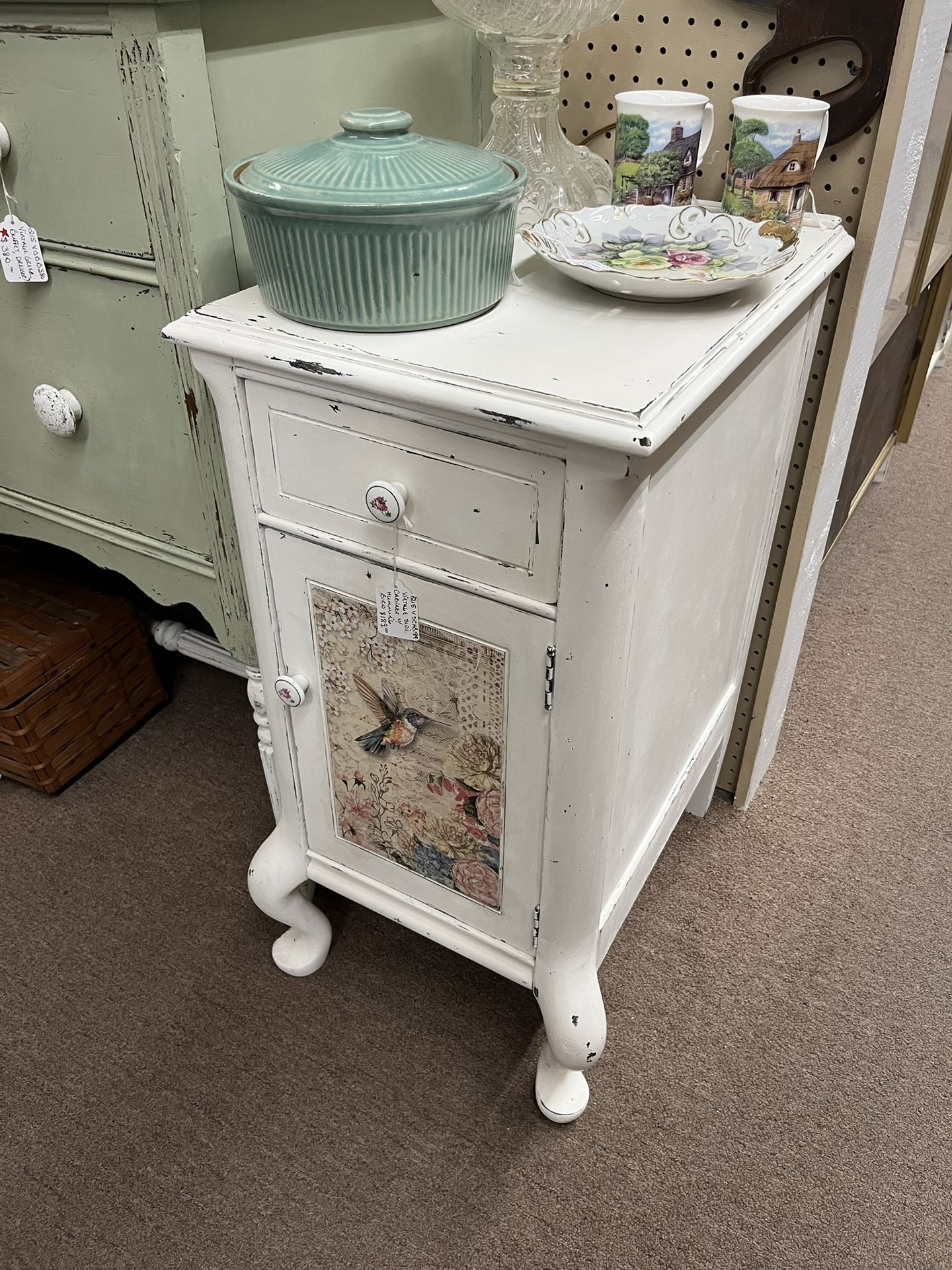Vintage Side Cabinet w/ Hummingbird