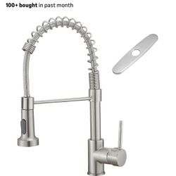 Kitchen Faucet With Deck Plate  New Stainless Steel 