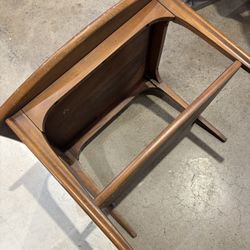 Vintage Mid-Century Modern Side Table with Lower Shelf – Solid Wood