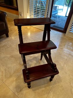Hardwood library steps with cherry finish