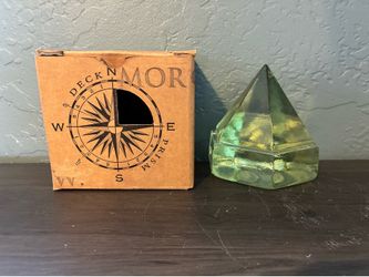 Vintage MYSTIC SEAPORT Glass Deck Prism. Approx. 4-1/2” X 4” Light Green.