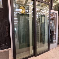 Black Pella sliding glass doors 72x96
