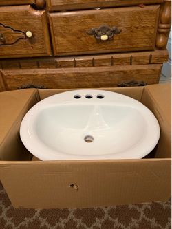 New Glacier Bay Drop-In Bathroom Sink – White Oval Basin