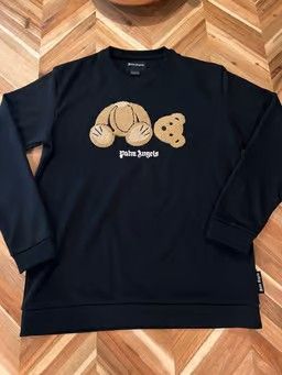 PALM ANGELS Black Teddy Bear Embroidered Sweatshirt Size L