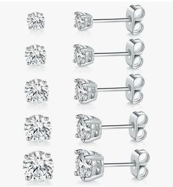 18k gold plated cubic zirconia studs-5 pairs  - brand new in packaging