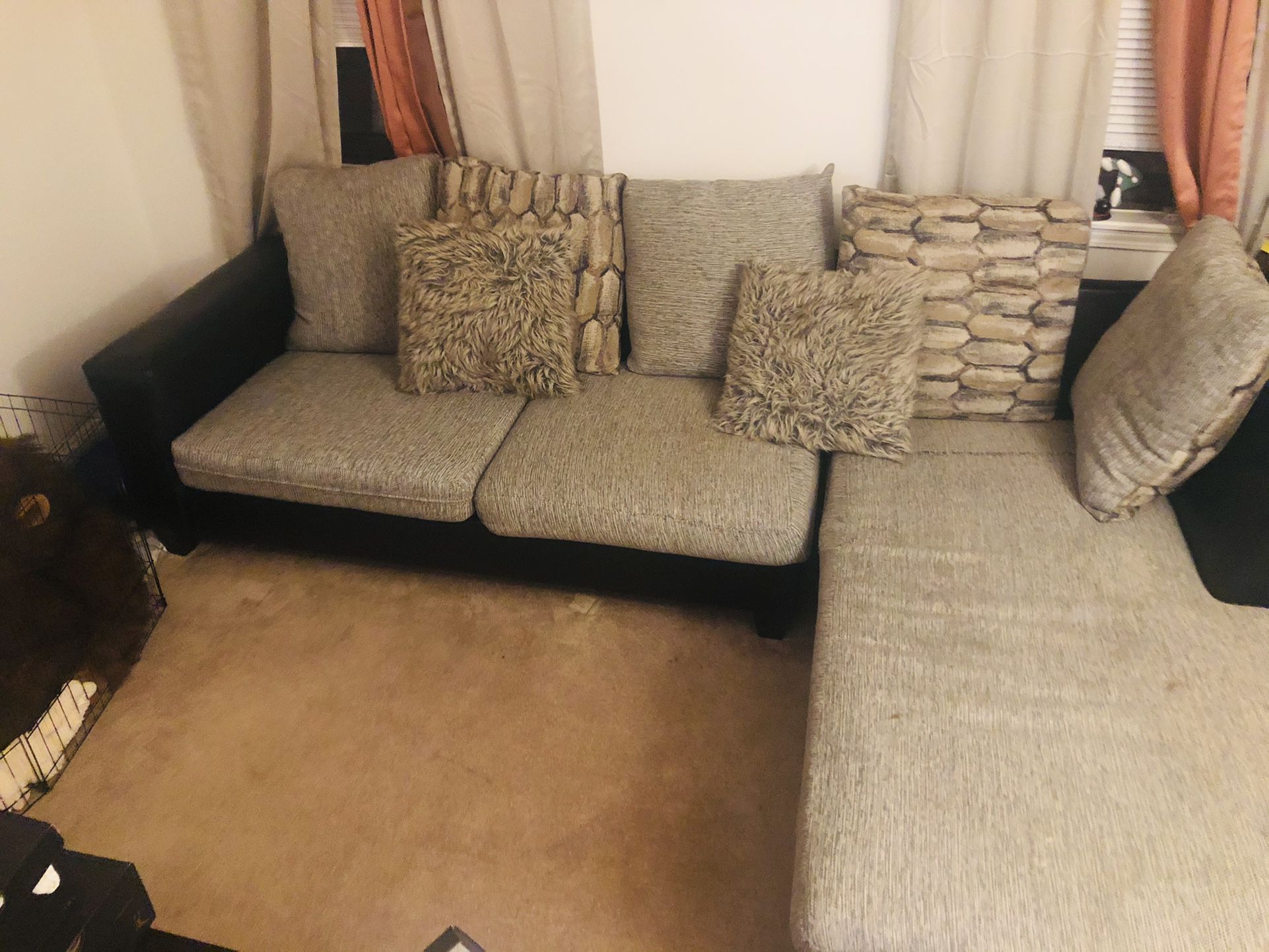 2 Piece Couch Set Tan, Brown, And Black