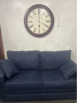 Navy Blue Sleeper Sofa with Memory Foam Mattress