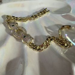 New 14k gold plated Leopard jaguar bracelet Chain 