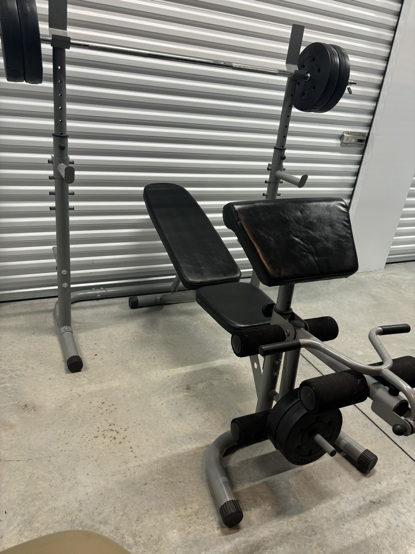 Squat Rack , Weights, Bench And Bar. Exercise Equipment