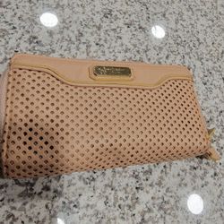 Jessica Simpson Pale Pink Clutch Bag Purse Wallet Zipper Close