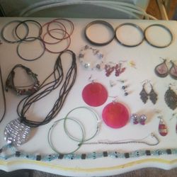 Assorted Jewelry Anklet, Earrings , Studs, Dangling Earrings, Hoops, Necklaces, Abalone Necklace Sets , Bracelets