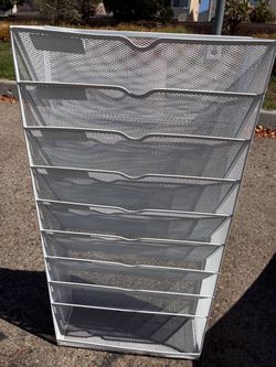 White Metal Mesh Wall File Organizer