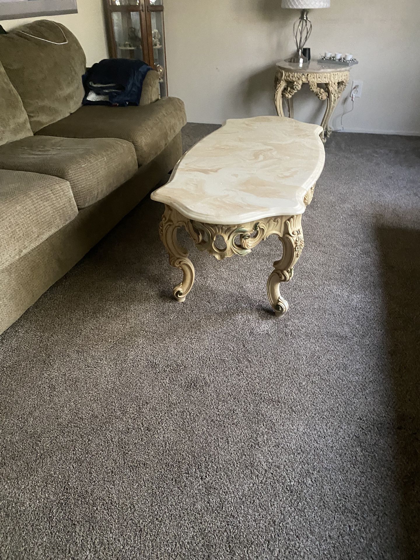 Marble Top Coffee Table And Matching Small Table - Best Offer