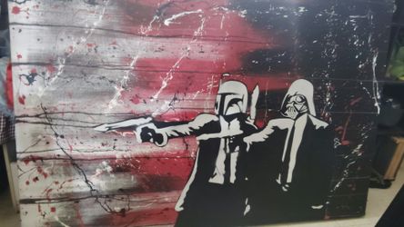 Huge star wars/pulp fiction abstract original painting