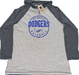 Majestic Los Angeles Dodgers Gray Long Sleeve Hoodie T Shirt Mens XL New