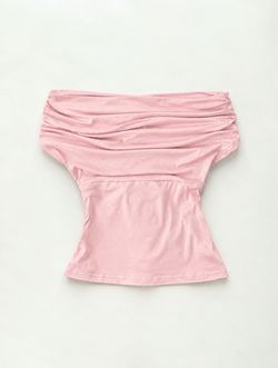 Pink Off-Shoulder Ruched Top