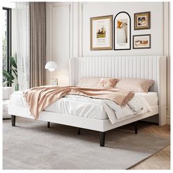 White Velvet King Size Bed Frame