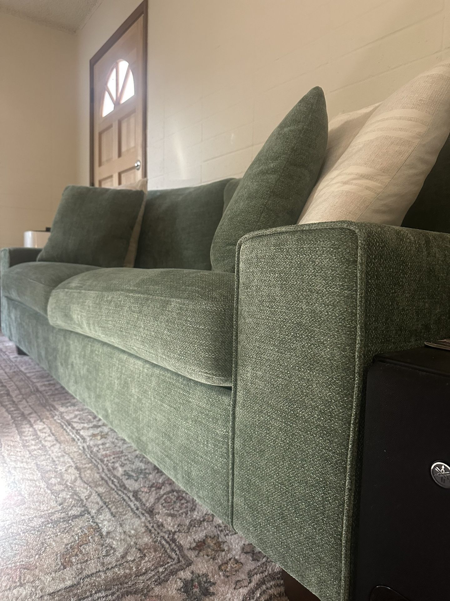 Modern Green Chenille Sofa – Excellent Condition