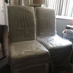 Set Of Four Covered Dining Room Chairs 