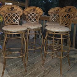 4 Copper Back Swivel Bar Stools