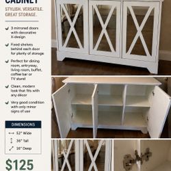 White mirrored accent Cabinet