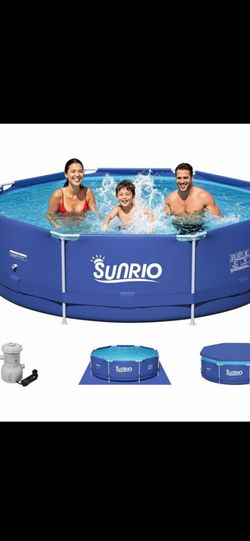 SUNRIO FRAME POOL 10 FT X 30 IN WITH FILTER PUMP AND FLOOR COVER