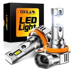 OXILAM New H11 LED Bulb 44000LM 10X Ultra-Brightness, 3 Min Quick Installation, 60000H Longer Lifespan Driving Light, IP68 Waterproof, No Flicker, 99%