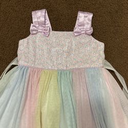 3T Pastel Rainbow Sequence Dress 
