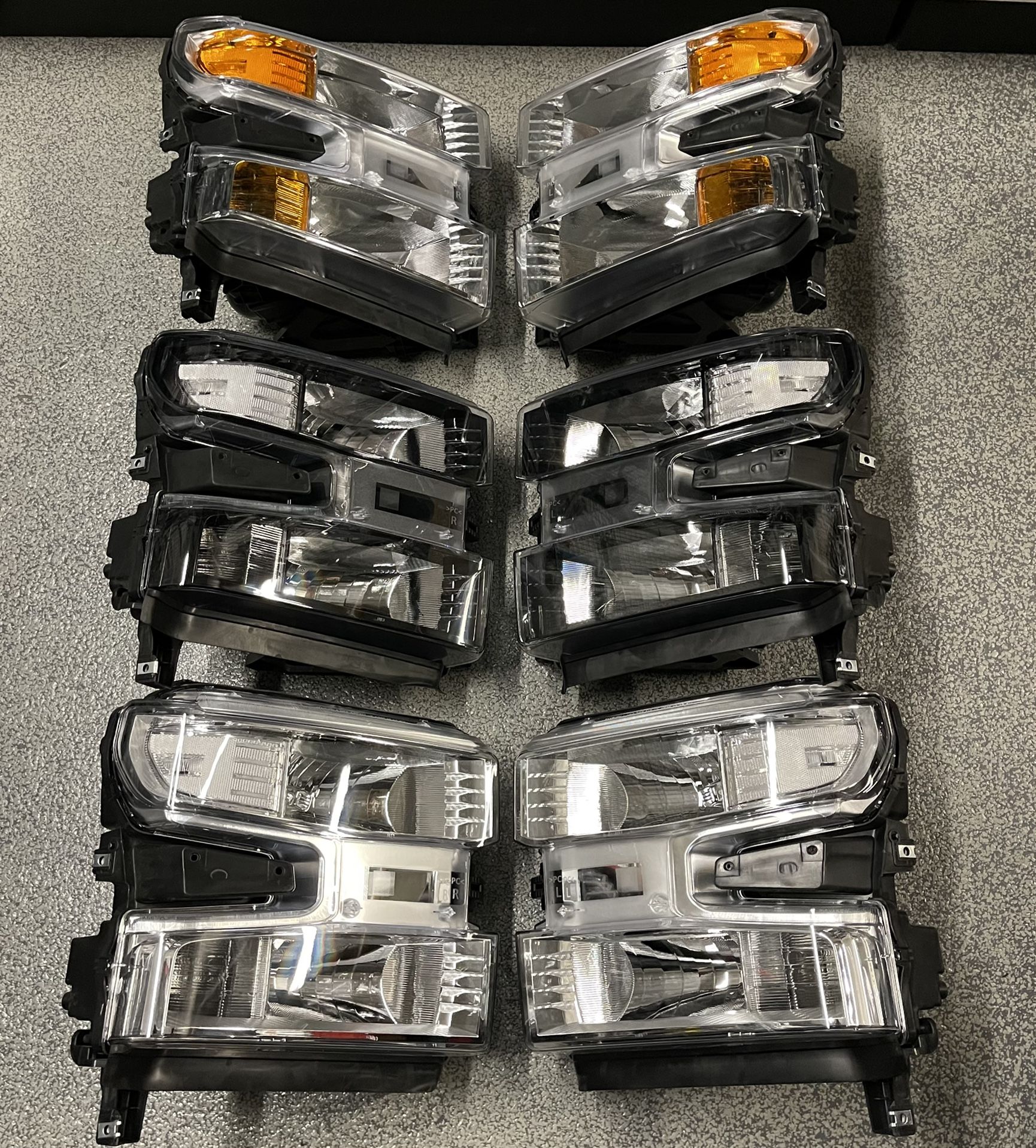 19-22 Chevy Silverado 1500 Black Chrome Clear Amber Head Lights Headlights 
