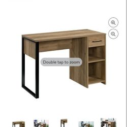 Mainstays Wood/Metal Desk, Rustic Weathered Oak Finish

