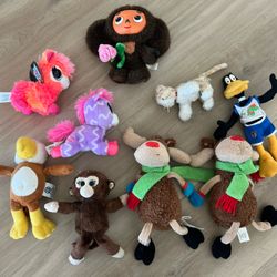 stuffed animal bundle plush toys lot small bald eagle moose unicorn space jam duck cat monkey llama