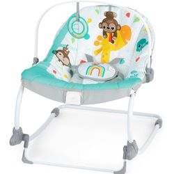 Bright Starts Wild Vibes Infant to Toddler Rocker with Vibrations, Unisex, Newborn +