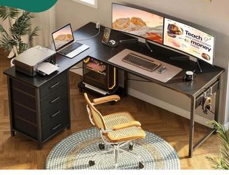 53” Reversible L-Shaped Gaming Desk with Storage Drawers