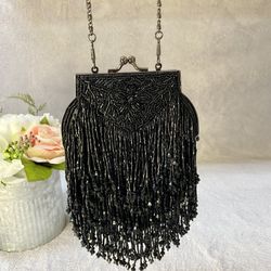 Chico’s black beaded evening purse