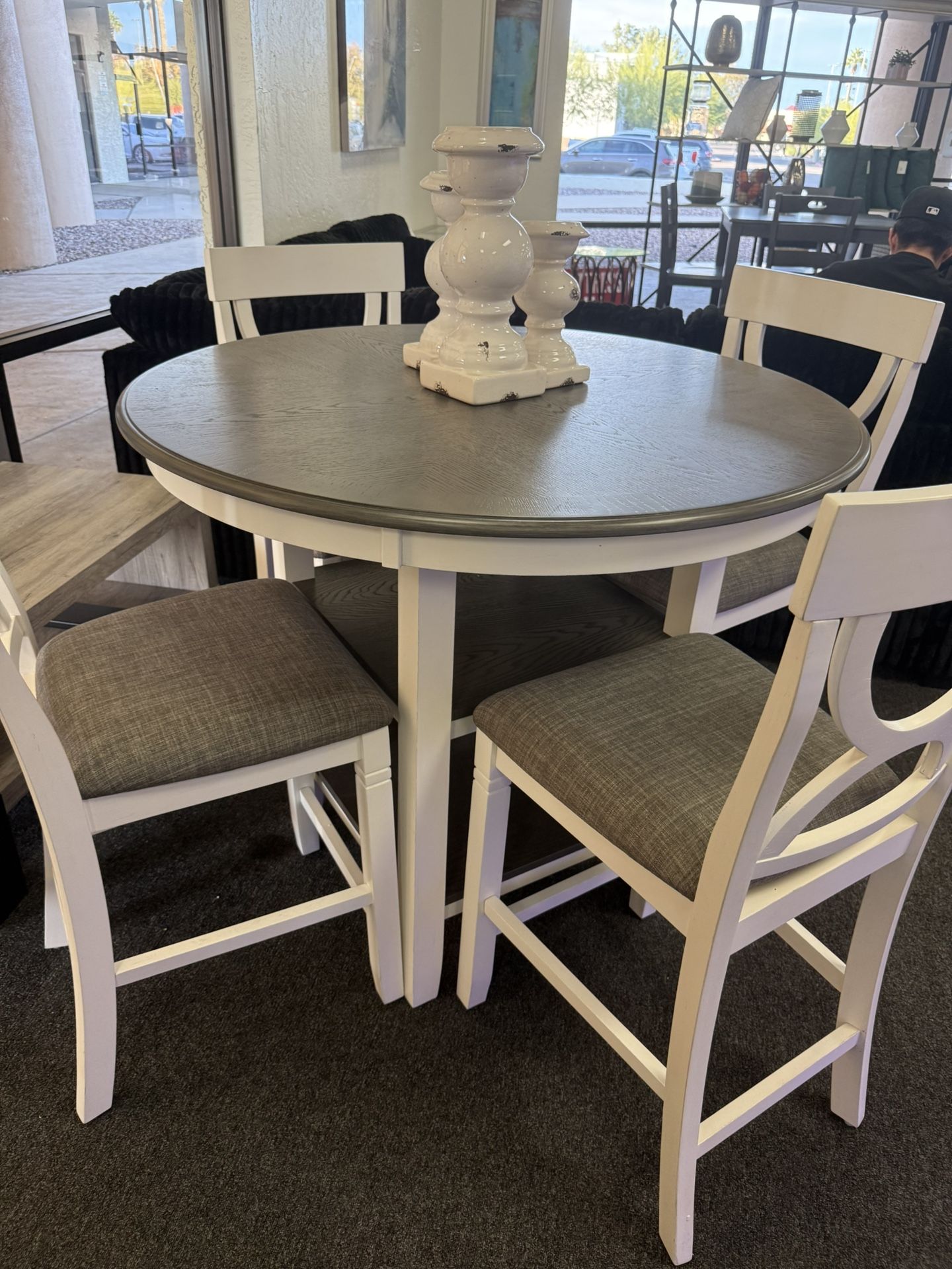 Farmhouse Dining Table Set With 4 Chairs