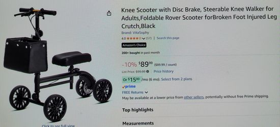 Knee Scooter Crutch With Disc Brake