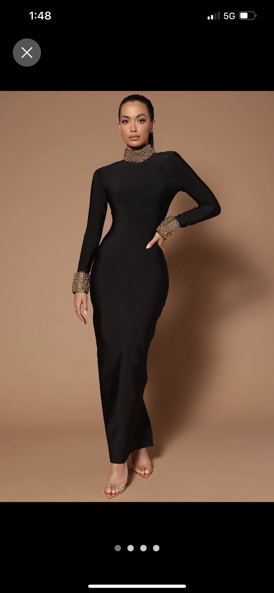 Cleo embellished Black Maxi Dress 