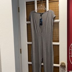 Deep V Cut Bodycon Gray Jumper