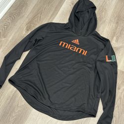 Youth XL Miami Hurricanes Hooded Long Sleeve Shirt 