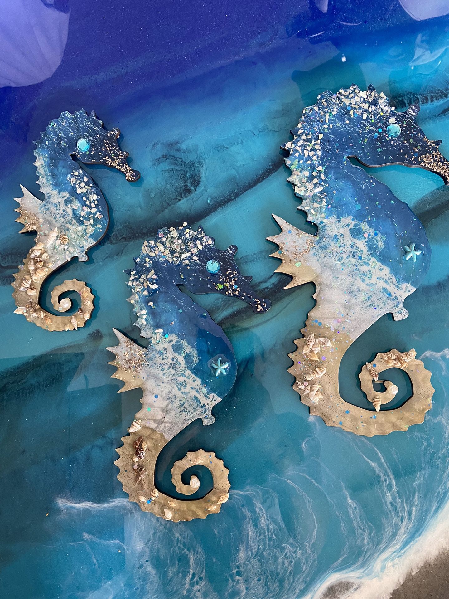Set Of 3 Sea Horses Wall Decor