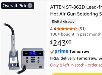 Brand New In Box ATTEN ST-862D Lead-free Hot Air Gun Soldering Station Intelligent Digital Display 1