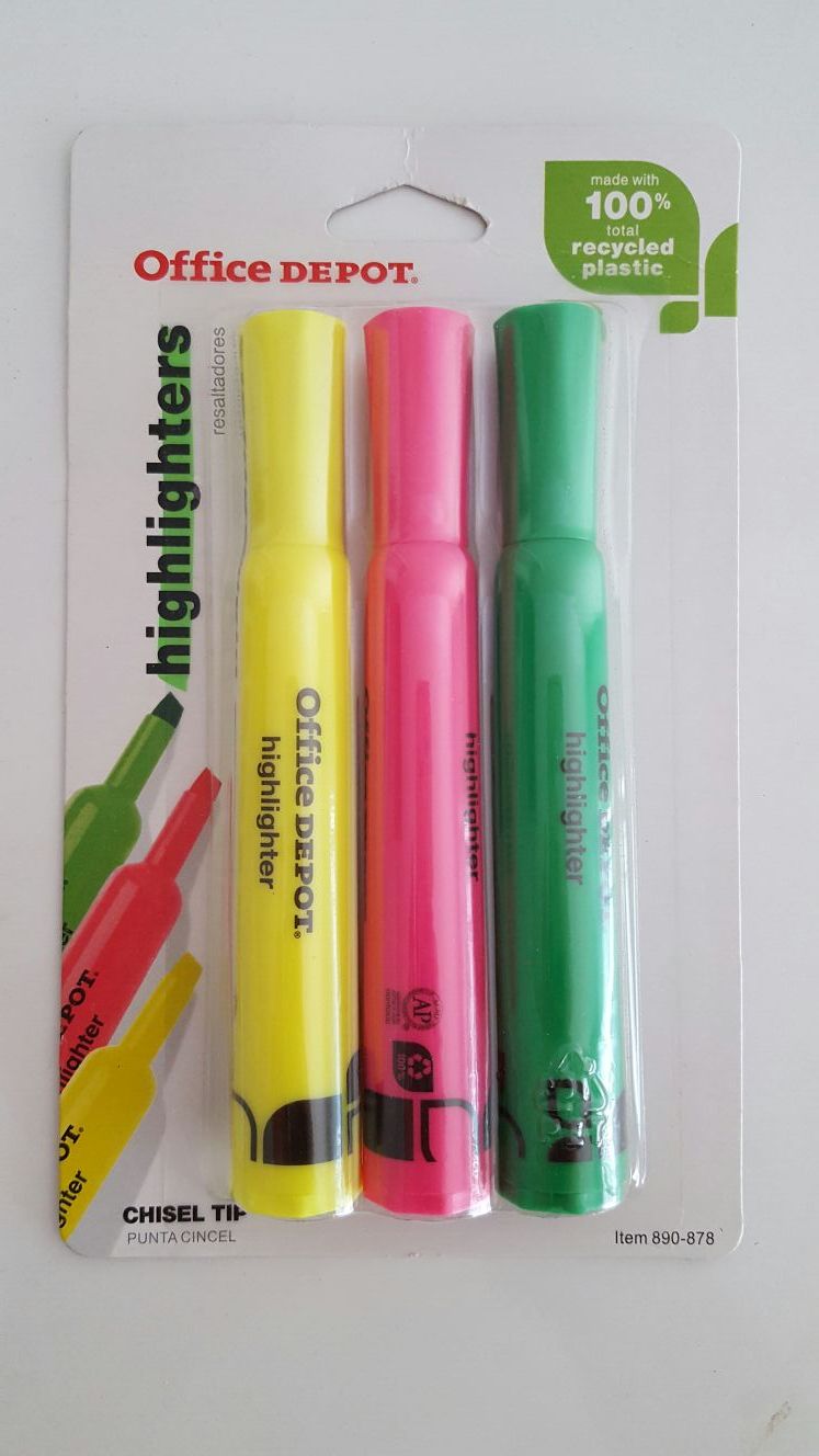 Office Depot Chisel-tip Highlighters 3 pack