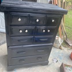 Farmhouse Jet Black New Top Wood Dresser 