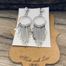 New Silver Tassel Hoop Earrings Wholesale Price Boutique Jewelry - Fringe Bling Bling Earrings
