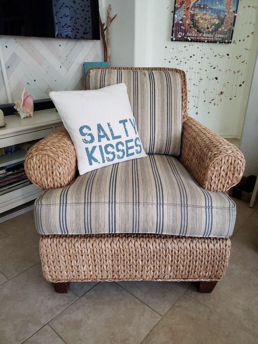 Ethan Allen Wicker Chair And Ottoman