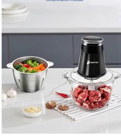 Electric Food Chopper with Glass and Steel Bowls